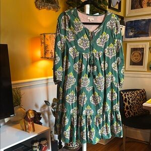 Pink Chicken Green and Pink Floral Dress